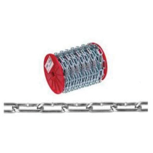 Straight Link Coil Chain, Low Carbon Steel, #4 x 100' (30.4 m) L, 205 lbs. (0.1025 tons) Load Capacity Toolneeds Inc.