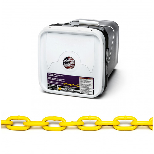 Proof Coil Chain, Low Carbon Steel, 1/4" x 75' (22.9 m) L, Grade 30, 1300 lbs. (0.65 tons) Load Capacity Toolneeds Inc.