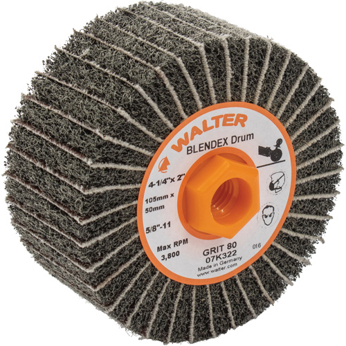 Two-In-One Finishing Drums, 4-1/4" Dia. x 2" W, 5/8"-11 Arbor, 80 Grit Toolneeds Inc.