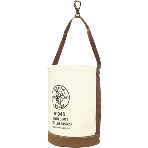 Leather-Bottom Bucket, 17" H, Canvas, White Toolneeds Inc.