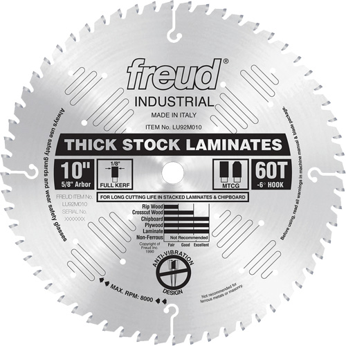 Industrial Saw Blade - Chipboard, 10", 60 Teeth, Laminate Use Toolneeds Inc.