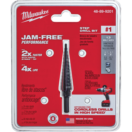 #1 Step Drill Bit, 1/8" - 1/2" , 1/32" Increments, High Speed Steel Toolneeds Inc.