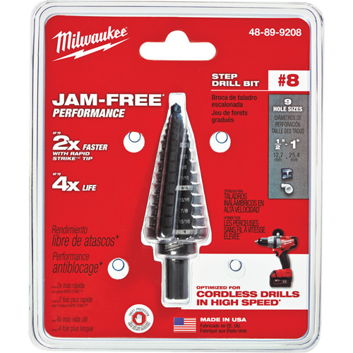 Foret &eacute;tag&eacute; no 8, 1/2" - 1", Incr&eacute;ments de 1/16", Acier rapide Toolneeds Inc.