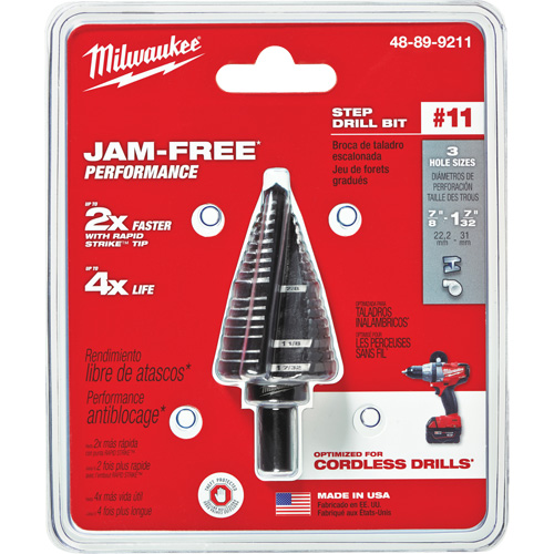 Foret &eacute;tag&eacute; no 11, 7/8" - 1-7/32", Acier rapide Toolneeds Inc.