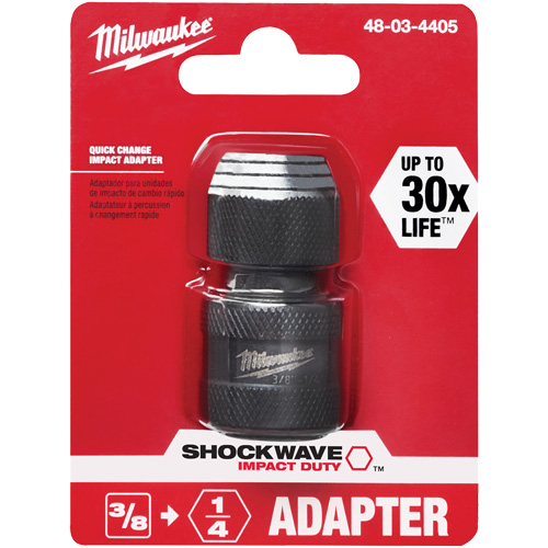 Shockwave Impact Driver Square to Hex Socket Adapter, Impact, 1/4" Drive, 3/8" Socket, 1.875" L Toolneeds Inc.