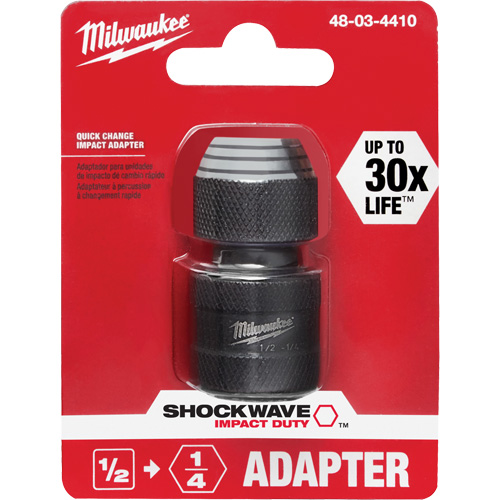 Shockwave Impact Driver Square to Hex Socket Adapter, Impact, 1/4" Drive, 1/2" Socket, 1.875" L Toolneeds Inc.