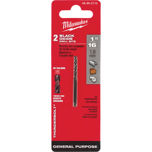 Thunderbolt&reg; Jobber Drill Bit, High Speed Steel, 1/16", 1-7/8" L, 7/8" Flute, 135° Point Angle Toolneeds Inc.