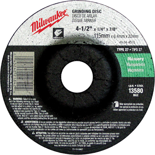 Meule, 4-1/2" x 1/4", Arbre 7/8", Carbure de silicium, Type 27 Toolneeds Inc.