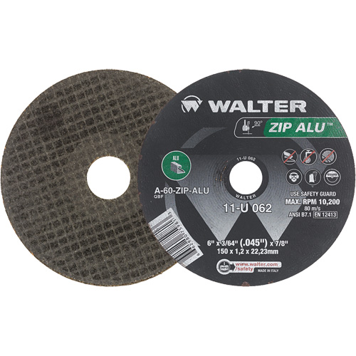 Zip Alu Cut-Off Wheel, 6" x 3/64", 7/8" Arbor, Type 1, Aluminum Oxide, 10200 RPM Toolneeds Inc.