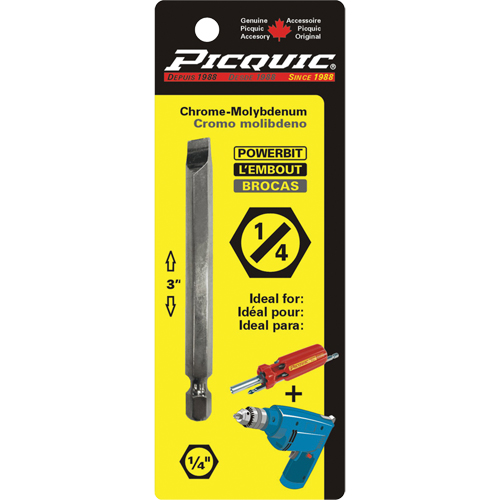 Embout, Fente, Embout 1/4", Prise 1/4", Longueur 3" Toolneeds Inc.