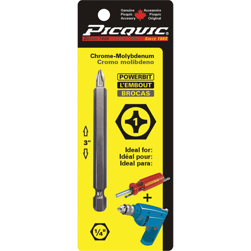 Powerbit, Phillips, #1 Tip, 1/4" Drive Size, 3" Length Toolneeds Inc.