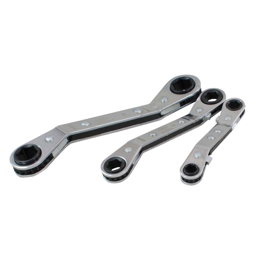Jeu de cl&eacute;s &agrave; cliquet d&eacute;cal&eacute;e, Cl&eacute; polygonale, 3 morceaux, M&eacute;trique Toolneeds Inc.