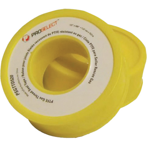 Gas & Oil PTFE Pipe Thread Tape, 12.7 mm (1/2") x 6.6 m (21.67'), Yellow Toolneeds Inc.