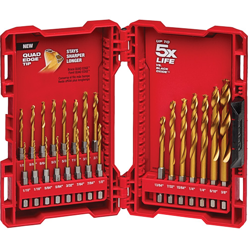 Jeu de forets pour perceuses et cl&eacute;s &agrave; chocs Shockwave, 23 morceaux, Titane Toolneeds Inc.