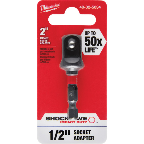 Adaptateur de douille &agrave; chocs Shockwave, 1/4" Prise, Dimension m&acirc;le 1/2", Sph&eacute;rique, 2" lo Toolneeds Inc.