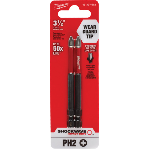 Shockwave Impact Duty Screwdriver Bit, Phillips, #2 Tip, 1/4" Drive Size, 3-1/2" Length Toolneeds Inc.