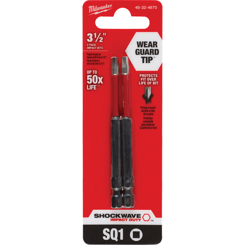 Shockwave Impact Duty Screwdriver Bit, Square, #1 Tip, 1/4" Drive Size, 3-1/2" Length Toolneeds Inc.