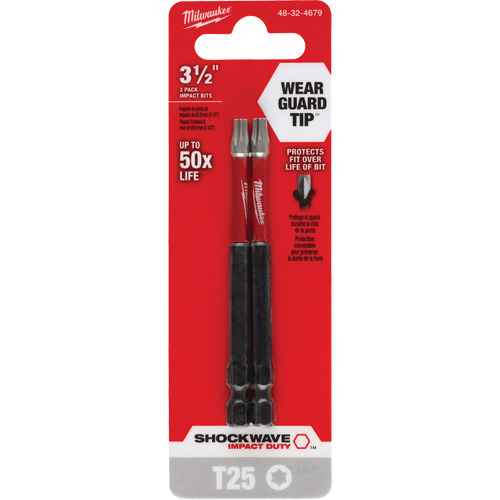 Shockwave Impact Duty Screwdriver Bit, Torx, T-25 Tip, 1/4" Drive Size, 3-1/2" Length Toolneeds Inc.