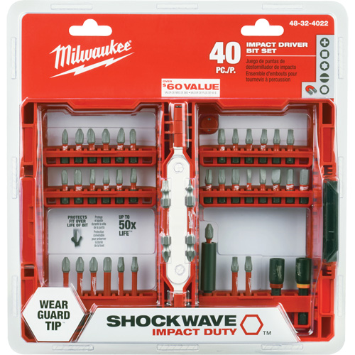 Jeu de 40 embouts de visseuse &agrave; percussion Shockwave Impact-Duty Toolneeds Inc.