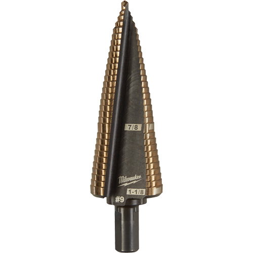 Step Drill Bit, 7/8"/#9 - 1-1/8"/#9 , 1/32" Increments, High Speed Cobalt Toolneeds Inc.