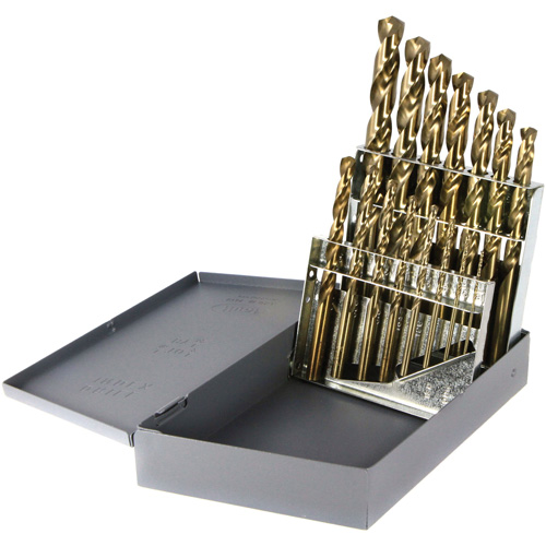 Drillco&reg; Heavy-Duty Jobber Length Drill Bit Set, 15 Pieces, Cobalt Toolneeds Inc.