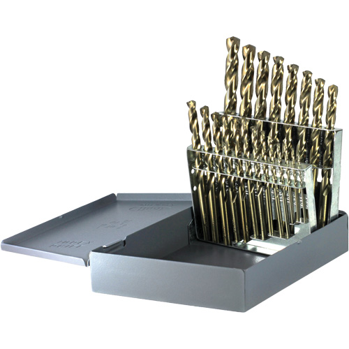 Drillco&reg; Heavy-Duty Jobber Length Drill Bit Set, 21 Pieces, Cobalt Toolneeds Inc.