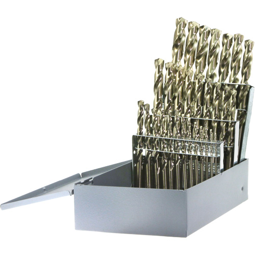 Drillco&reg; Heavy-Duty Jobber Length Drill Bit Set, 29 Pieces, Cobalt Toolneeds Inc.