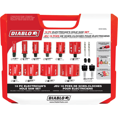 Electrician's Bi-Metal Hole Saw Set, 16 Pieces Toolneeds Inc.