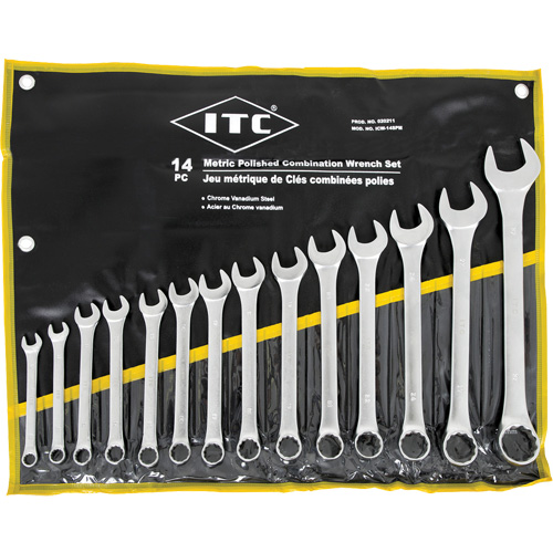 ICW-14PM Polished Wrench Set, Combination, 14 Pieces, Metric Toolneeds Inc.