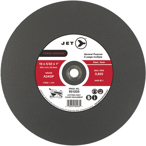 A24GP Power Abrasive Cut-Off Wheel, 20" x 5/32", 1" Arbor, Type 1, 3000 RPM Toolneeds Inc.