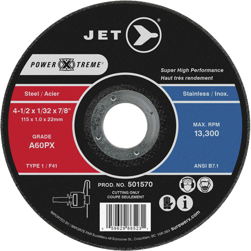A46PX Power-Xtreme Cut-Off Wheel, 4-1/2" x 1/16", 7/8" Arbor, Type 1, 13300 RPM Toolneeds Inc.