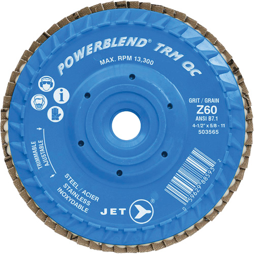 PowerBlend TRM QC Trimmable Flap Disc, 4-1/2" x 5/8"-11, Type 27, Z60 Grit, Zirconia Alumina Toolneeds Inc.