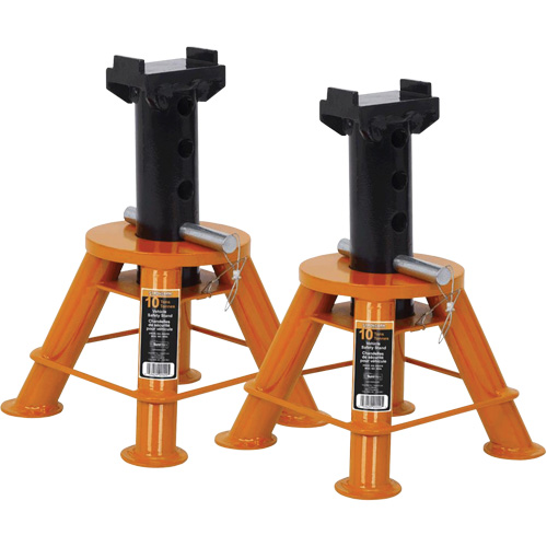 Low Profile Jack Stands, Locking Pin, 10 Tons Capacity, 17-1/3" - 11-1/8" H Toolneeds Inc.