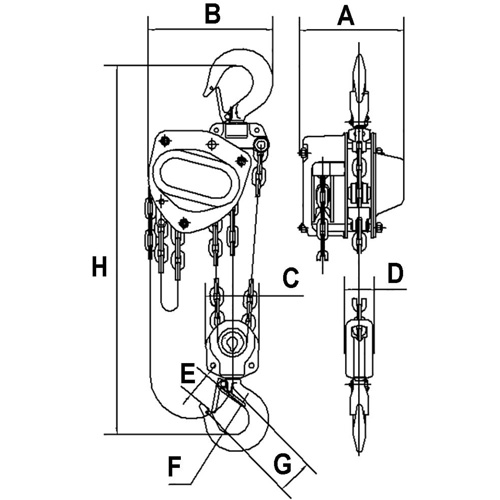 KCH Series Chain Hoists, 20' Lift, 11000 lbs. (5 tons) Capacity, Alloy Steel Chain Toolneeds Inc.
