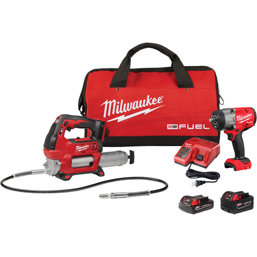 Ensemble de cl&eacute; &agrave; chocs &agrave; couple &eacute;lev&eacute;, anneau &agrave; friction et pistolet graisseur M18 Fuel, Lithium-ion, 18 V Toolneeds Inc.