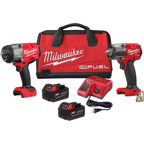 Ensemble de cl&eacute;s &agrave; chocs &agrave; couple &eacute;lev&eacute; de 1/2" et moyen de 3/8" M18 FUEL pour automobile, Lithium-ion, 18 V Toolneeds Inc.