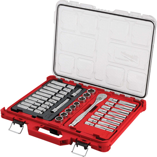 Ratchet & Socket Set with PACKOUT Low-Profile Organizer, 47 Pcs, 1/2" Drive Size, Deep Toolneeds Inc.