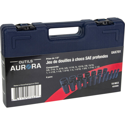 Jeu de douilles SAE, 19 Mcx, Chocs, Prise de 1/2", Profond Toolneeds Inc.