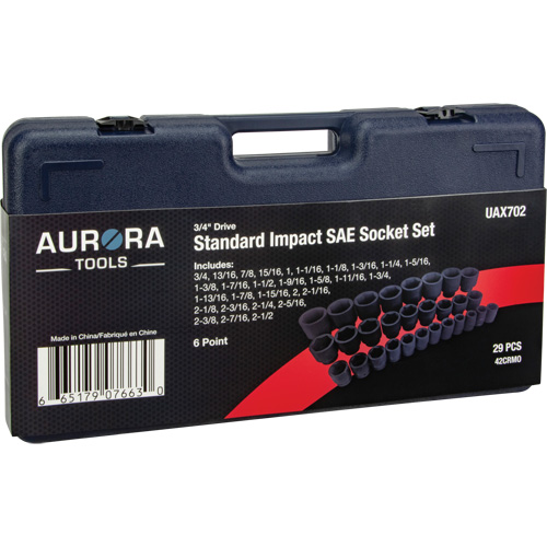 SAE Socket Set, 29 Pcs, Impact, 3/4" Drive Size Toolneeds Inc.