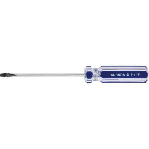 Tournevis &agrave; fente bleu transparent avec bandes , Tige de 1/8", Ronde, Prise en Plastique Toolneeds Inc.