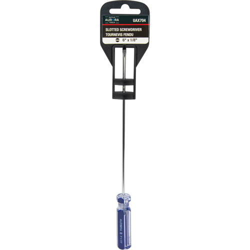 Tournevis &agrave; fente bleu transparent avec bandes, Tige de 1/8", Ronde, Prise en Plastique Toolneeds Inc.