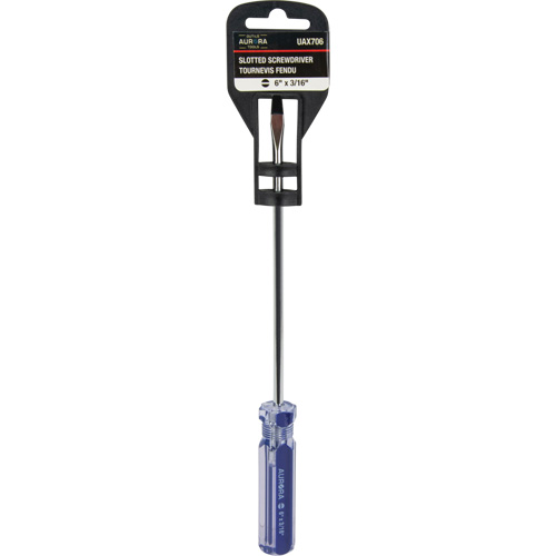 Tournevis &agrave; fente bleu transparent avec bandes, Tige de 3/16", Ronde, Prise en Plastique Toolneeds Inc.