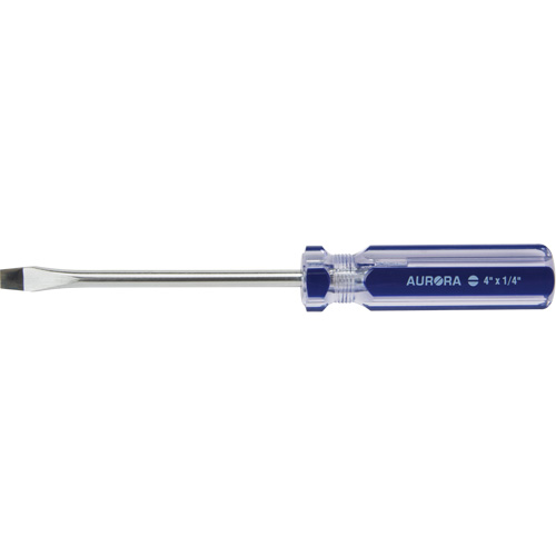 Tournevis &agrave; fente bleu transparent avec bandes, Tige de 1/4", Ronde, Prise en Plastique Toolneeds Inc.