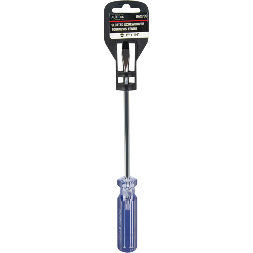 Tournevis &agrave; fente bleu transparent avec bandes, Tige de 1/4", Ronde, Prise en Plastique Toolneeds Inc.