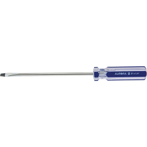 Tournevis &agrave; fente bleu transparent avec bandes, Tige de 1/4", Ronde, Prise en Plastique Toolneeds Inc.