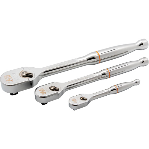 1/4", 3/8" & 1/2" Drive 120XP Full Polish Teardrop Ratchet Set Toolneeds Inc.