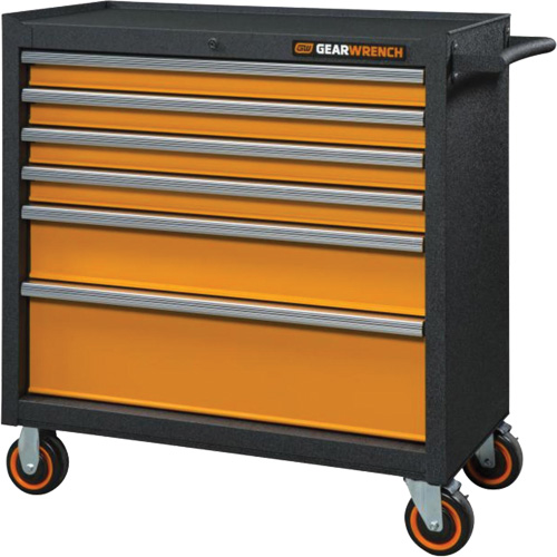 Armoire roulante pour outils s&eacute;rie GSX, 6 tiroirs, 36" la x 18-1/5" p x 37-2/5" h, Noir/Orange Toolneeds Inc.