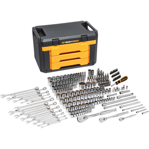 Jeu d'outils pour m&eacute;canicien &agrave; 12 pans dans boîte de rangement &agrave; trois tiroirs Toolneeds Inc.