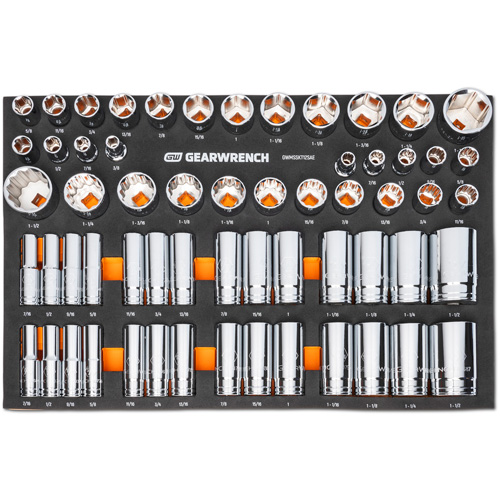 Master SAE Socket Set in Foam Storage Tray, 60 Pcs, 1/2" Drive Size, Deep Toolneeds Inc.