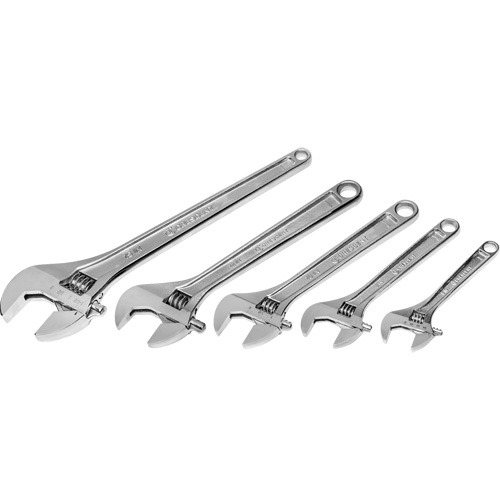 Chrome Wrench Set, Adjustable, 5 Pieces, Imperial and Metric Toolneeds Inc.